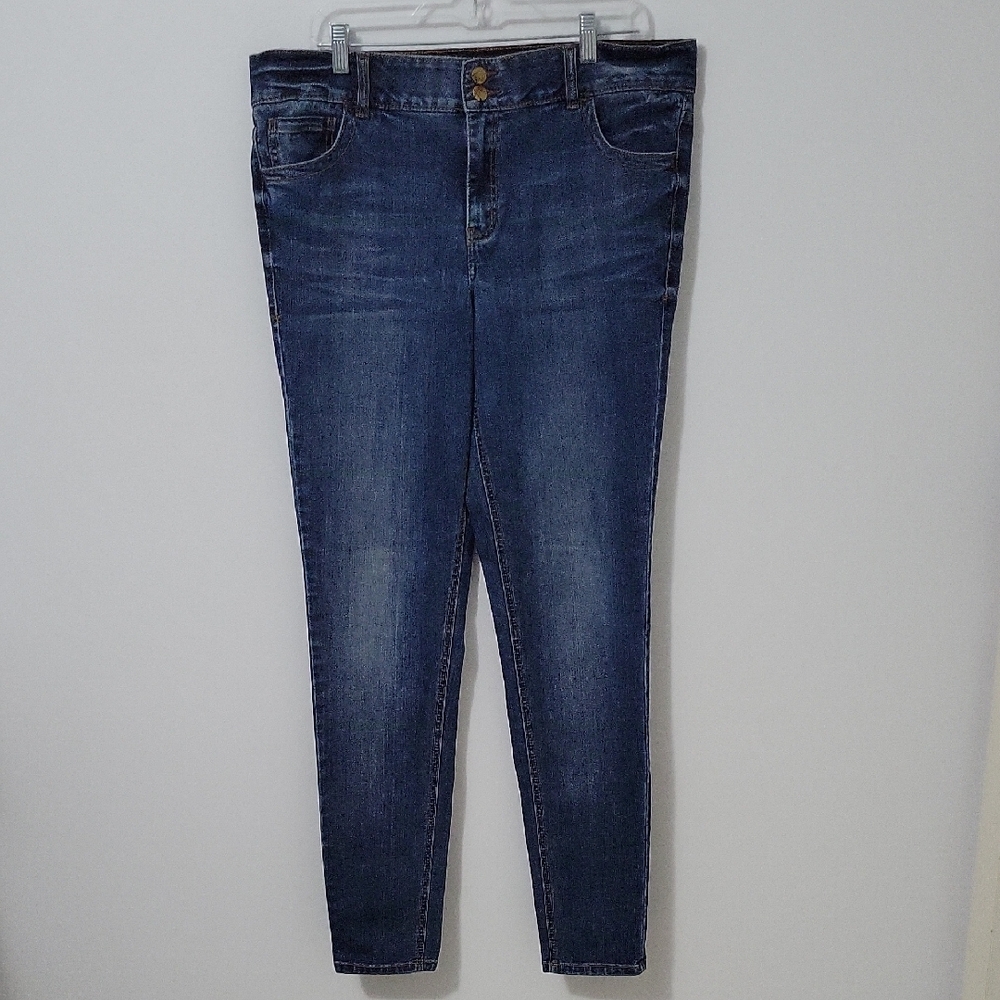 Lane Bryant Dark Wash Straight Skinny Jeans, Size 18 Long